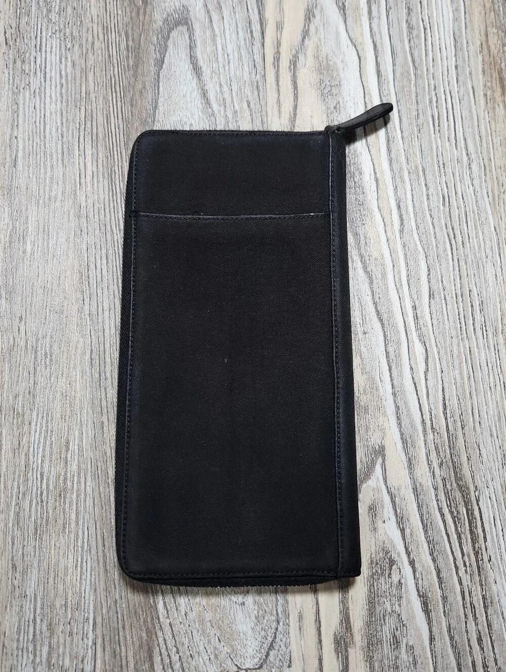 Coach Vintage Fabric Leather Full Zip Travel Wallet Organizer Black Passport